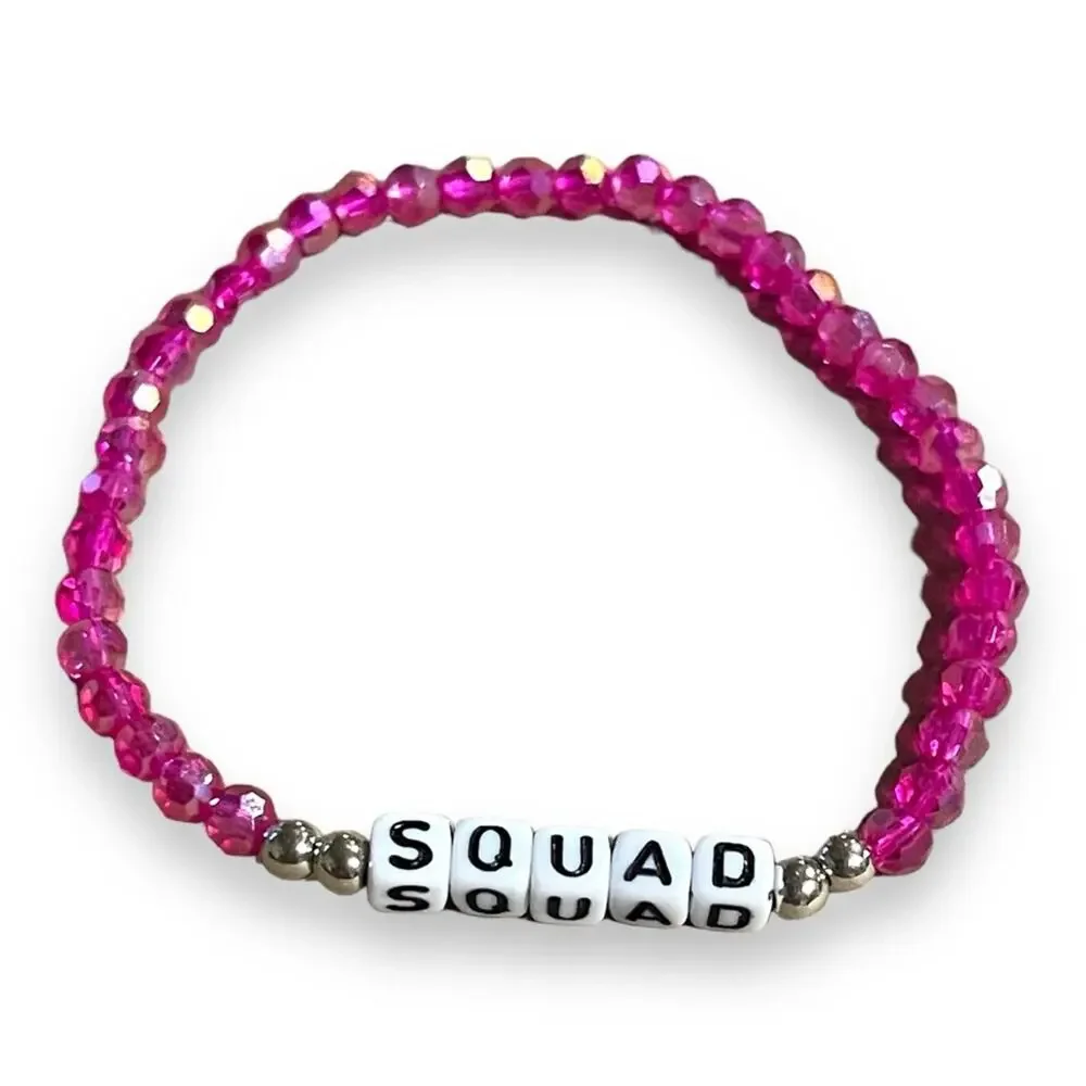 SQUAD Stretch Beaded Friendship Bracelets Set of 4 Pink Purple Lavender